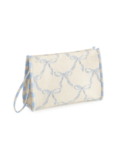 The Bella Bow Zip Pouch-Blue