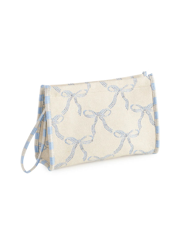 The Bella Bow Zip Pouch-Blue