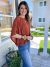 rust kimono sleeve top 