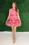 pink and floral short dress