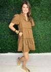 short brown tiered dress