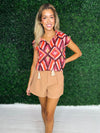 Maroon patterned top by THML