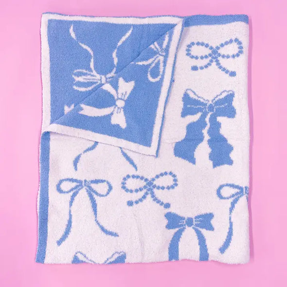 blue bow blanket throw