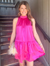 Short Pink Halter Neck Dress