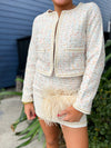 Ivory tweed mini skirt 