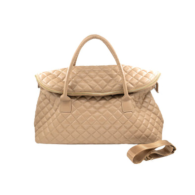 The Quilted Weekender Bag-Beige