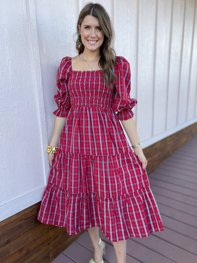 red plaid holiday dress