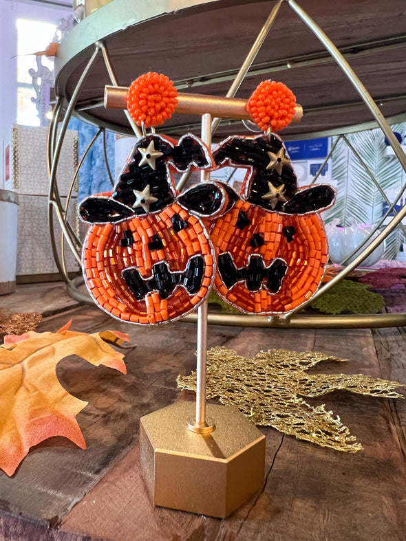 pumpkin beaded earrings 