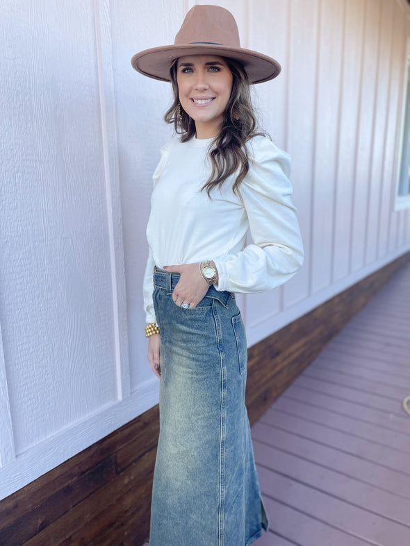 vintage wash jean skirt 