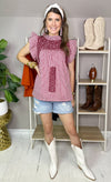 maroon ruffle top by j.marie 