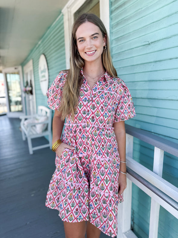 pink floral dress
