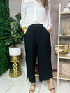 black wide leg pants with frayed hem 