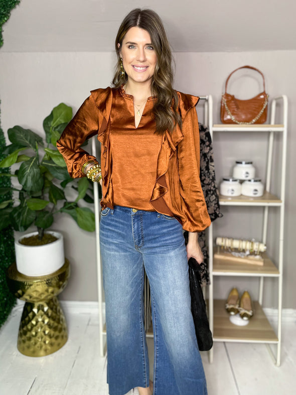 chocolate satin top 