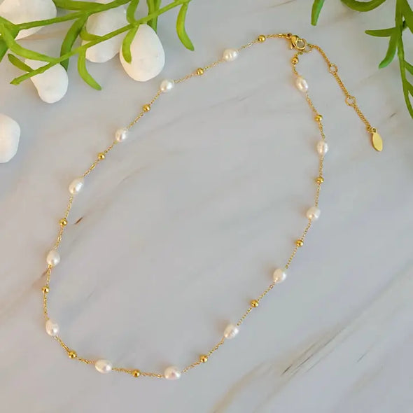 The Ashley Freshwater Pearl Necklace-Gold