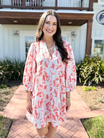 The Cooper Botanical Dress-Coral