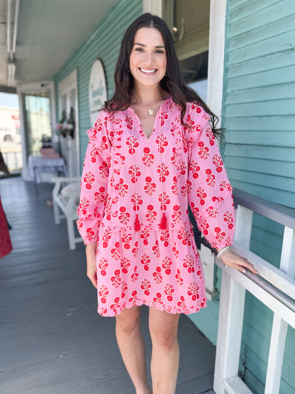 The Shawna Floral Tunic Dress-Pink