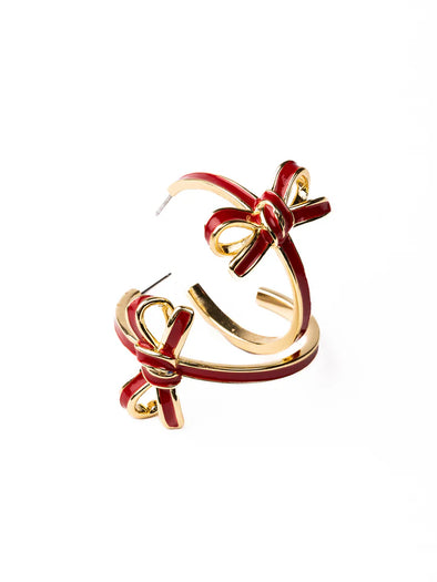 red bow hoop earrings 