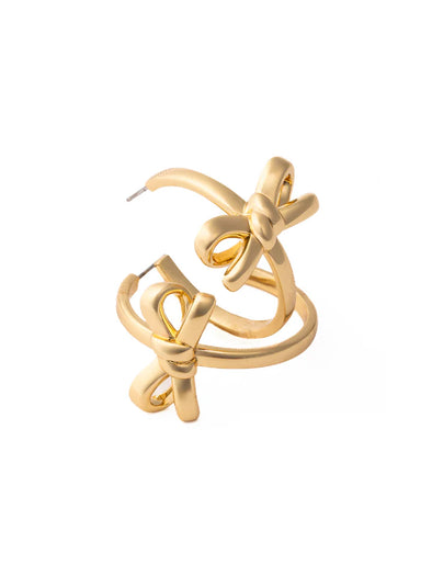 gold bow hoop earring