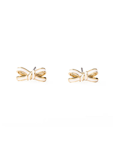 The Luxe Bow Studs-White