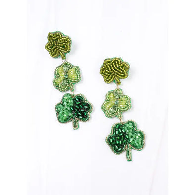 Celtic Shamrock Drop Earring-Green