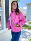 pink quilted denim jacket