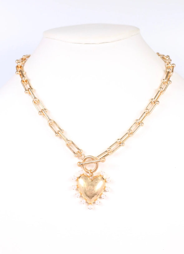 The Shapiro Pearl Heart Necklace-White