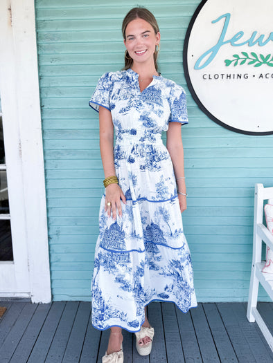 The Silas Printed Maxi Dress-Blue