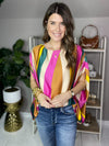 Jewel tone caftan top with jeans