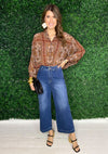 brown and neutral floral top 