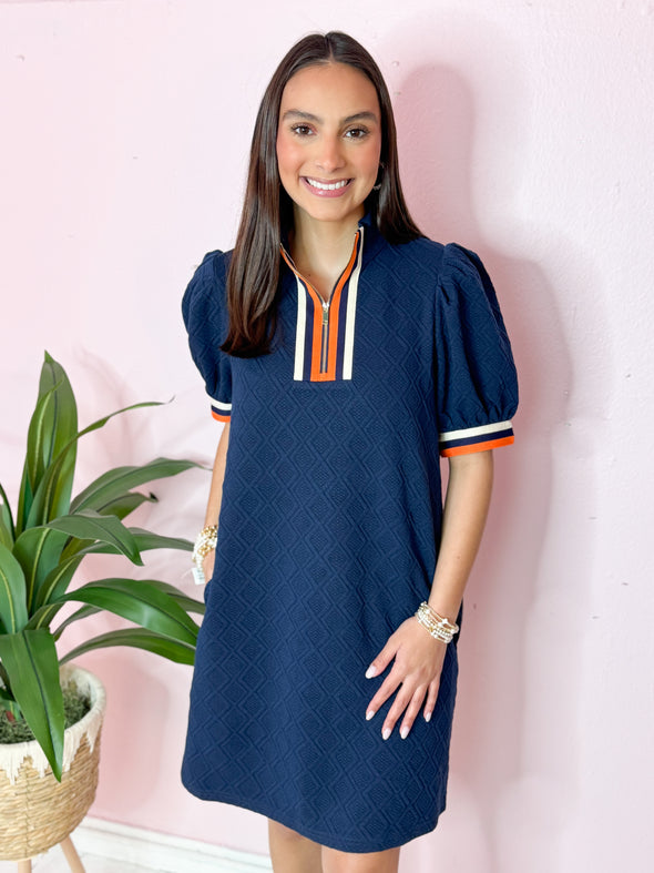 The Jerimiah Textured Dress-Navy