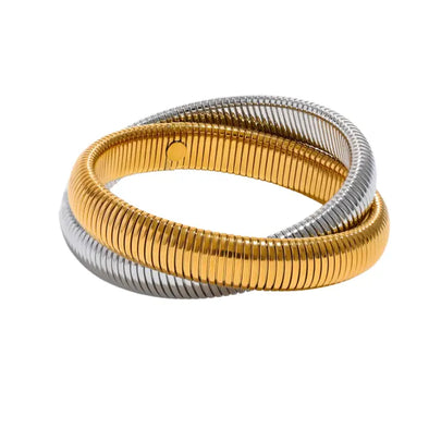 The Two Toned Tube Bracelet-Silver/Gold