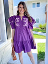 embroidered purple dress
