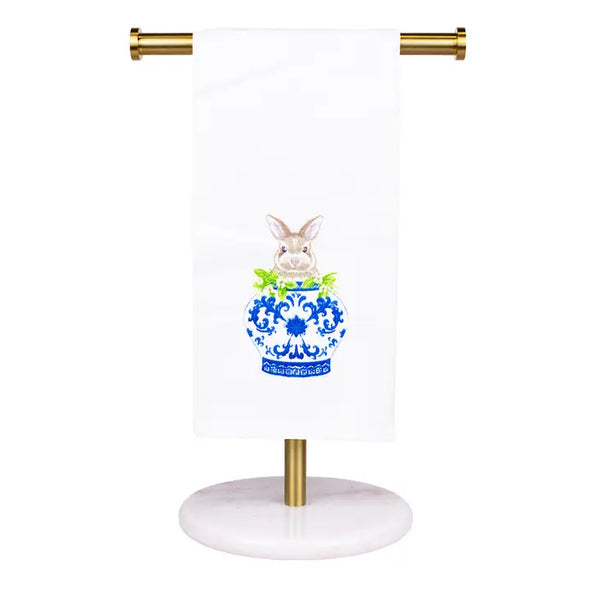 The Winston Bunny Vase Hand Towel-White