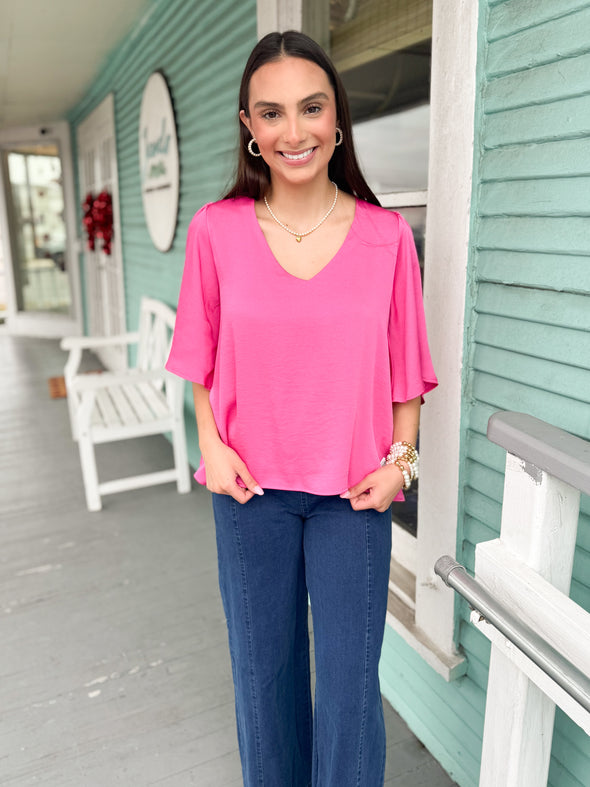 The Bevvie Flowy Top-Pink