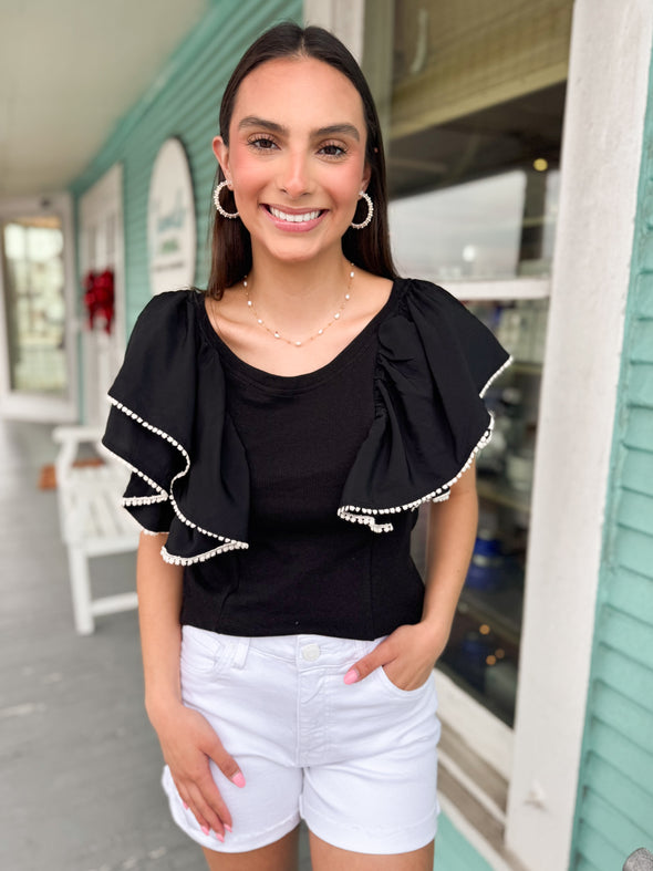 The Amelia Ruffle Top-Black