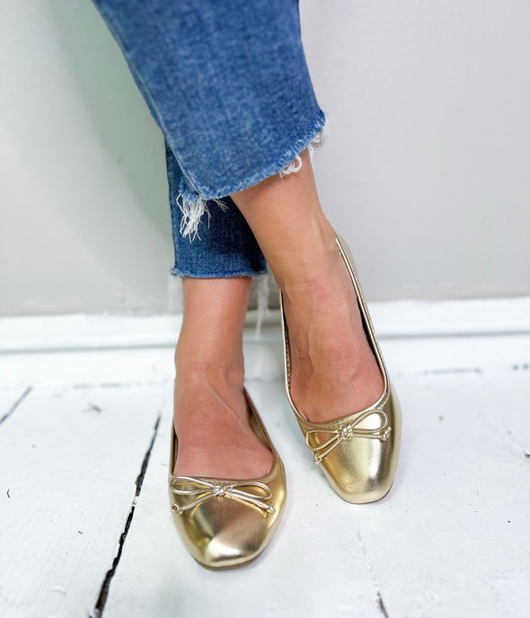 gold square to ballet flat