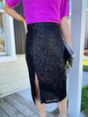 black sequin skirt with slit