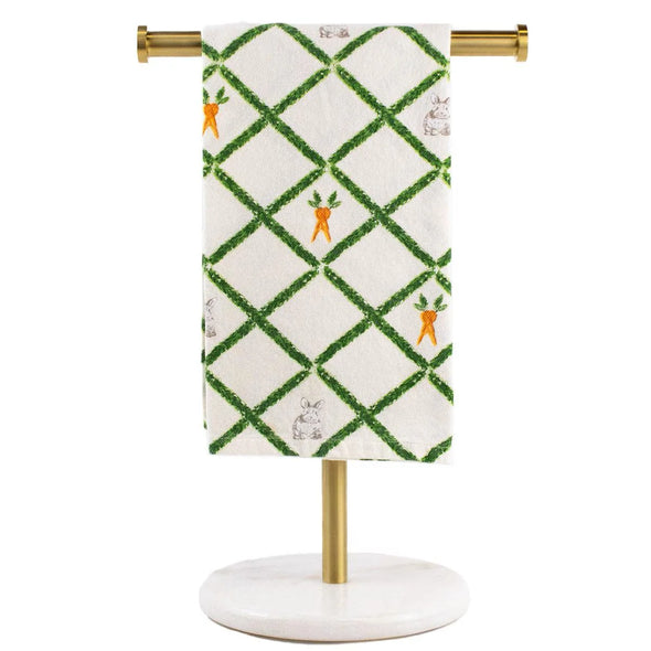 The Boxwood Trellis Bunny Hand Towel-White