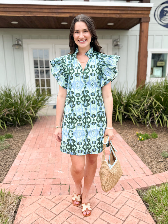 (THML) The Angie Geo Print Dress-Mint