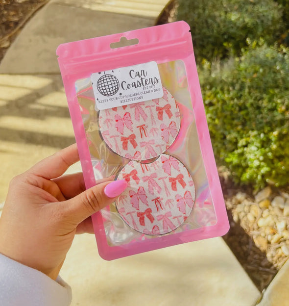 Bow Car Coasters-Pink