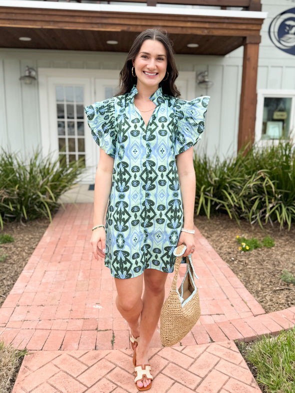 (THML) The Angie Geo Print Dress-Mint