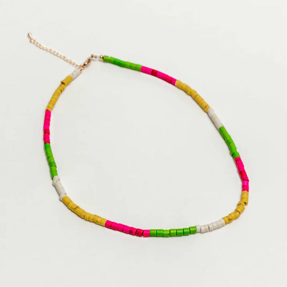 The Tulum Necklace-Green and Pink