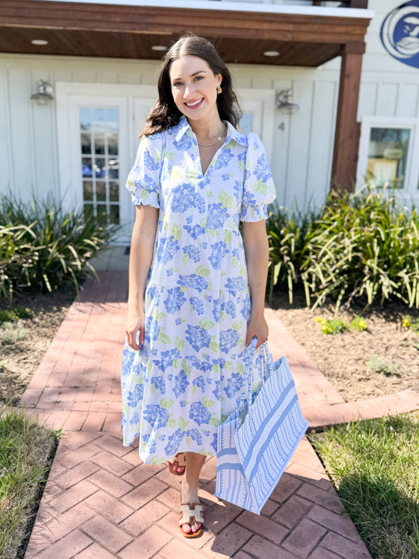 The Molly Floral Midi Dress-Blue