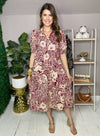 wine color floral dress 
