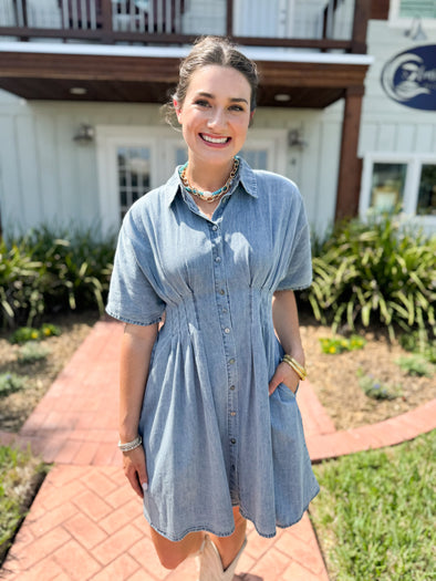 The Skyler Button Dress-Denim