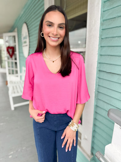 The Bevvie Flowy Top-Pink