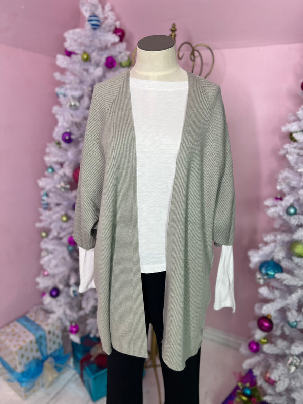 grey ribbed knit cardigan 