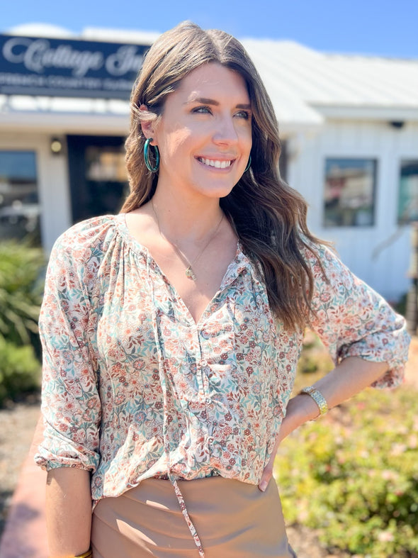 Fall floral long sleeve top 