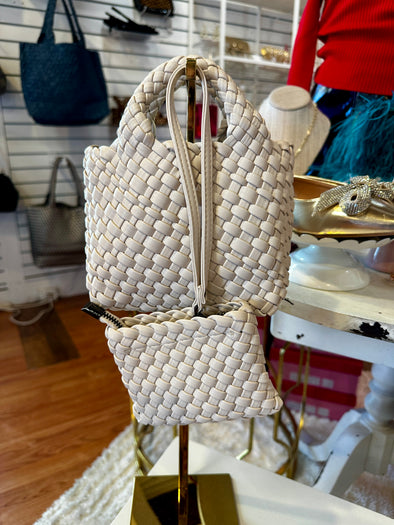 The Britney Braided Clutch-White