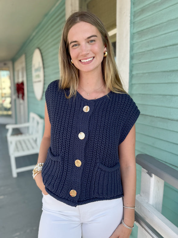 The Vanilla Knitted Cardigan-Navy